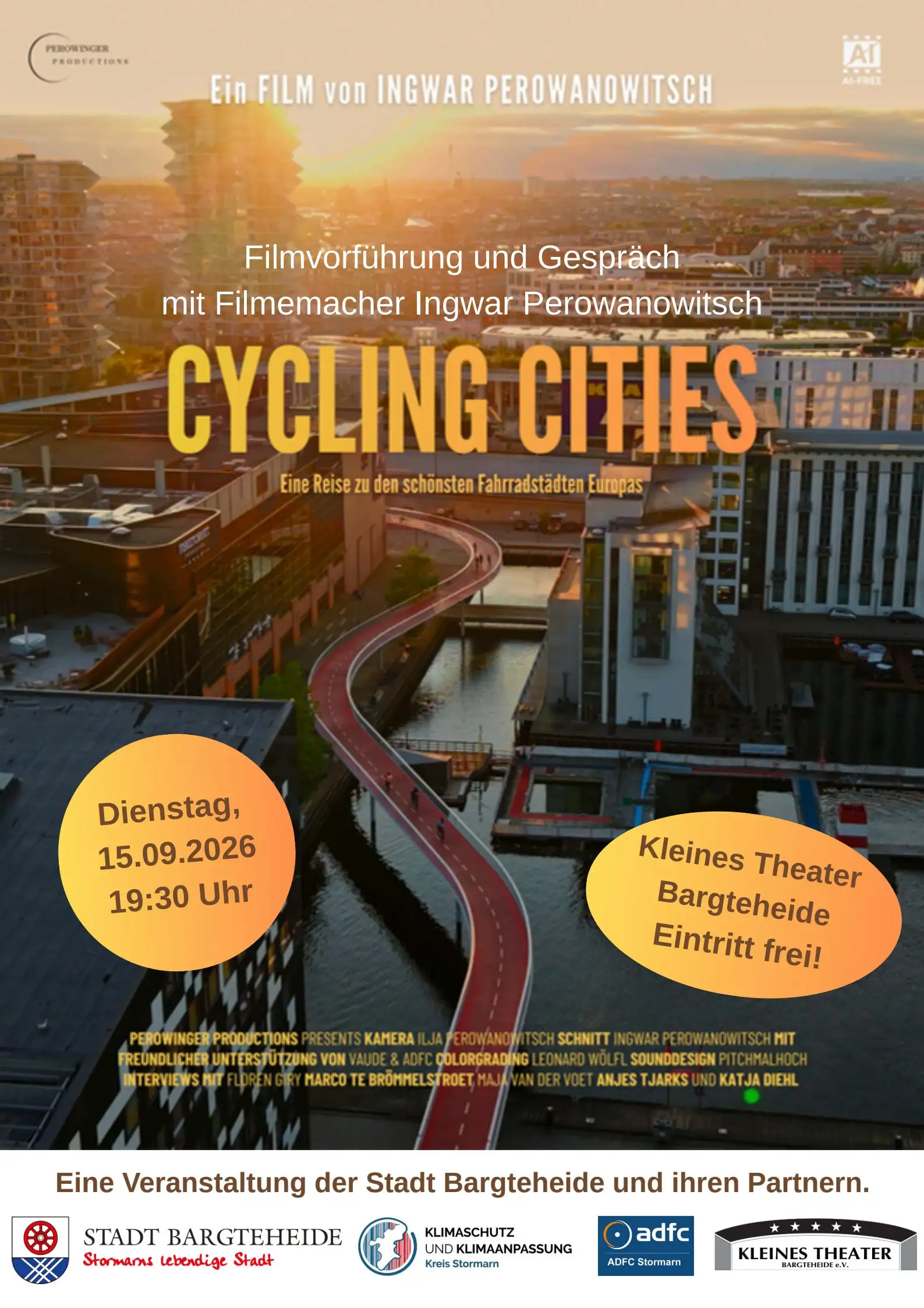 Europäische Mobilitätswoche: Dokumentarfilm „Cycling Cities“ im Kleinen Theater Bargteheide