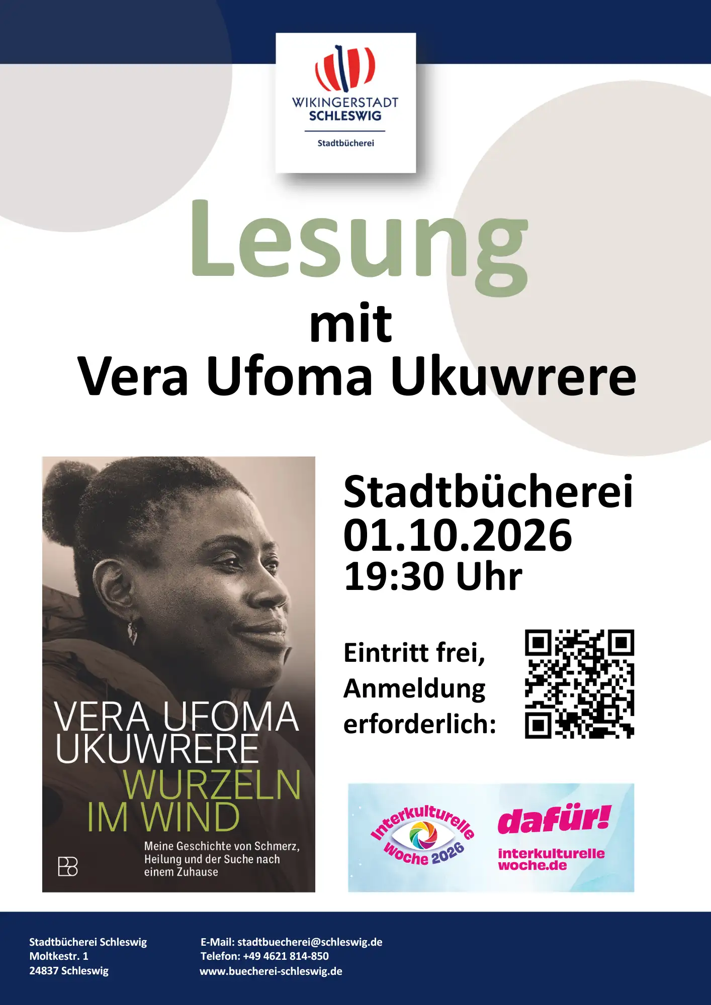 Lesung mit Vera Ufoma Ukuwrere in der Stadtbücherei Schleswig