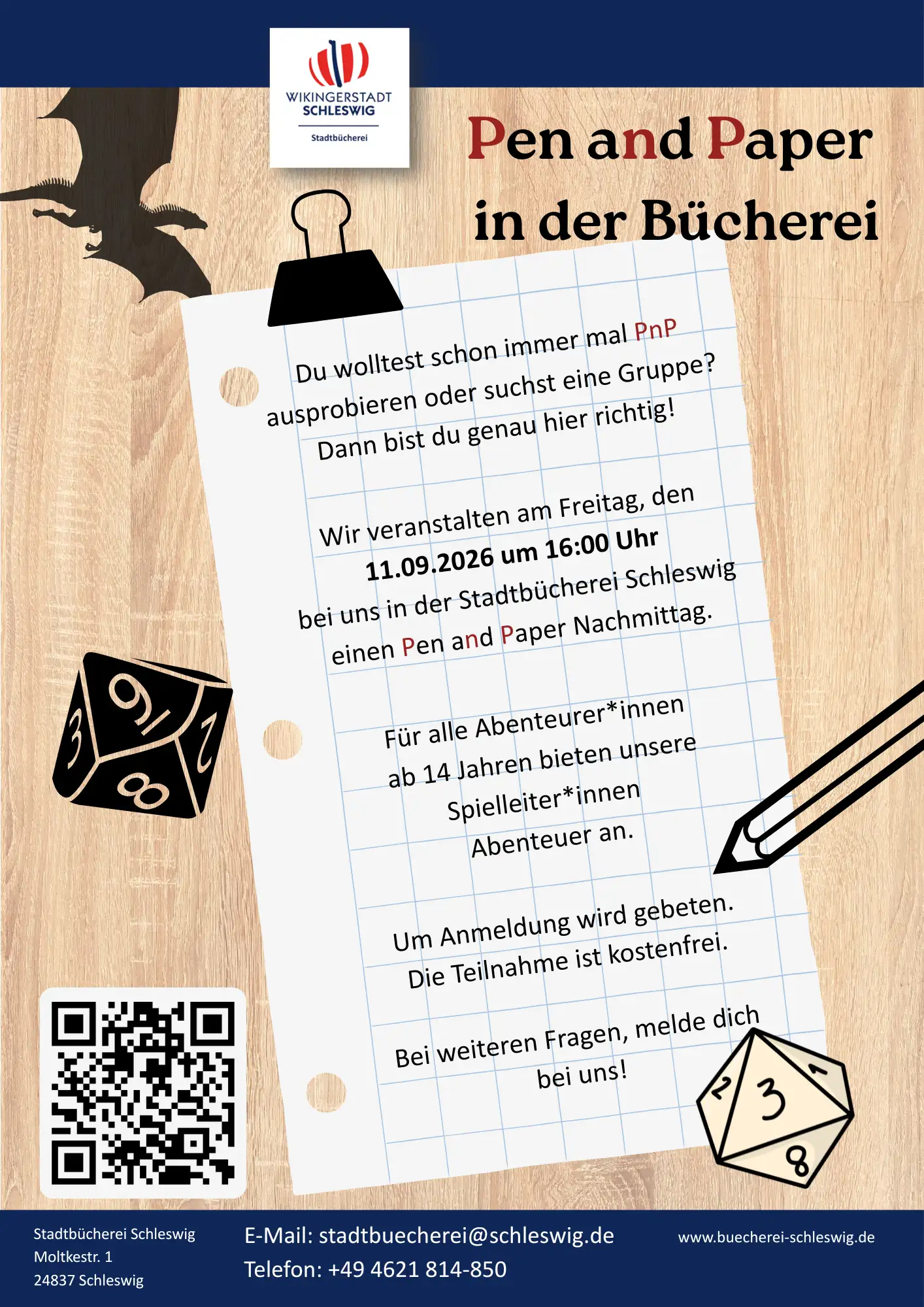 Pen-and-Paper-Nachmittag in der Stadtbücherei Schleswig