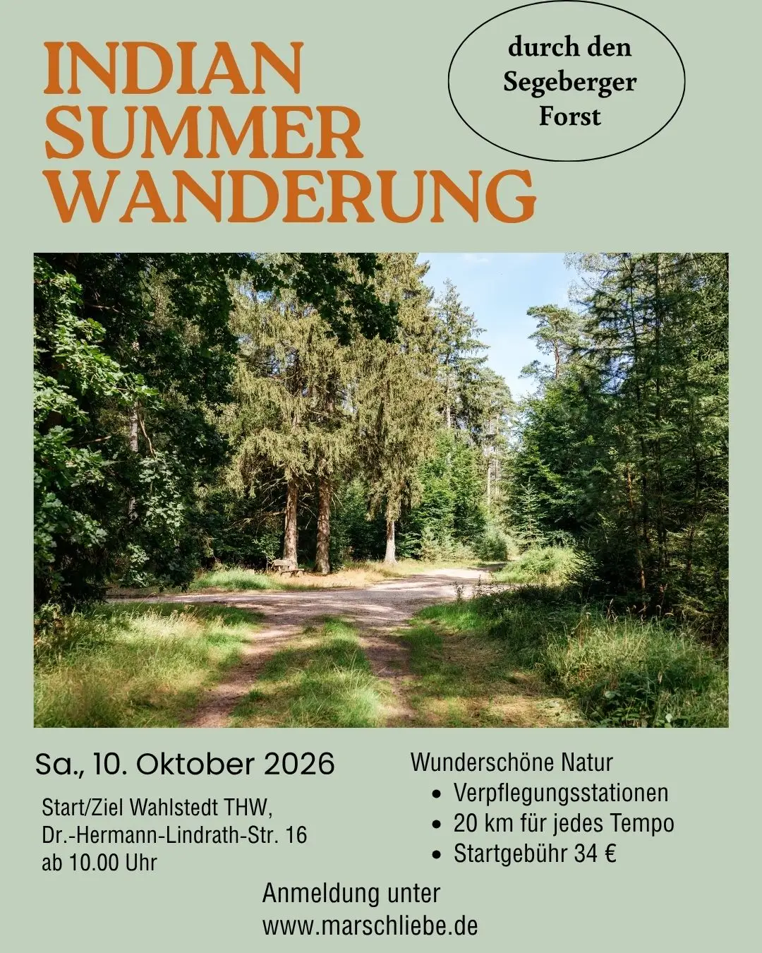 Plakat zur „Indian Summer Wanderung Wahlstedt“