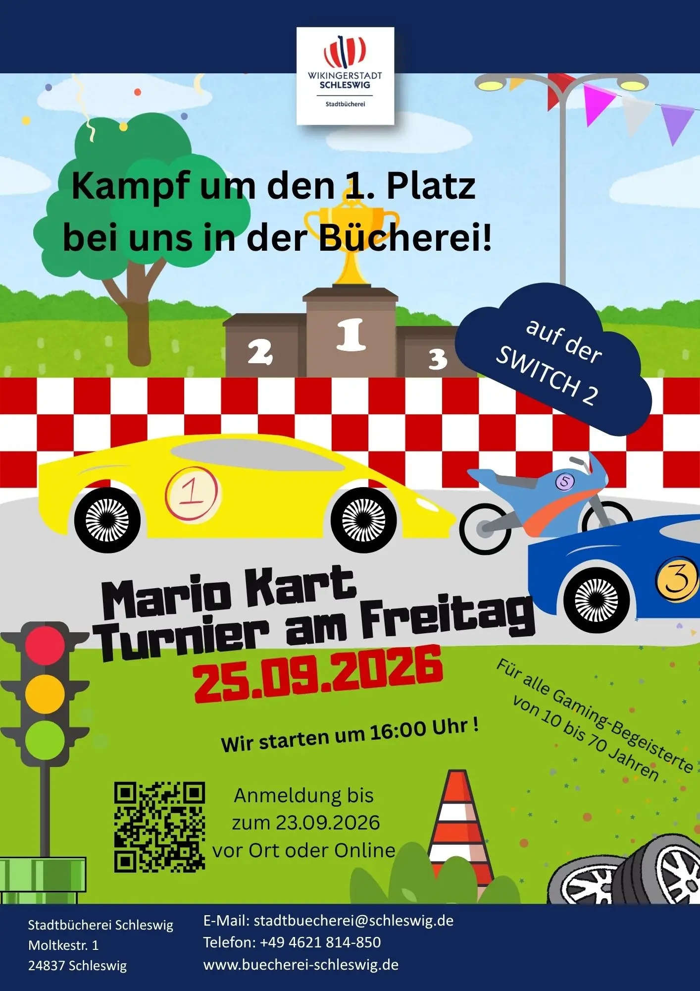 Gaming-Nachmittag mit Super-Mario-Kart-Turnier in der Stadtbücherei Schleswig
